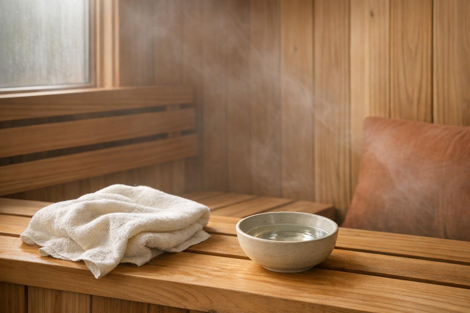 Sauna maintenance and cleaning AI-generated editorial illustration.