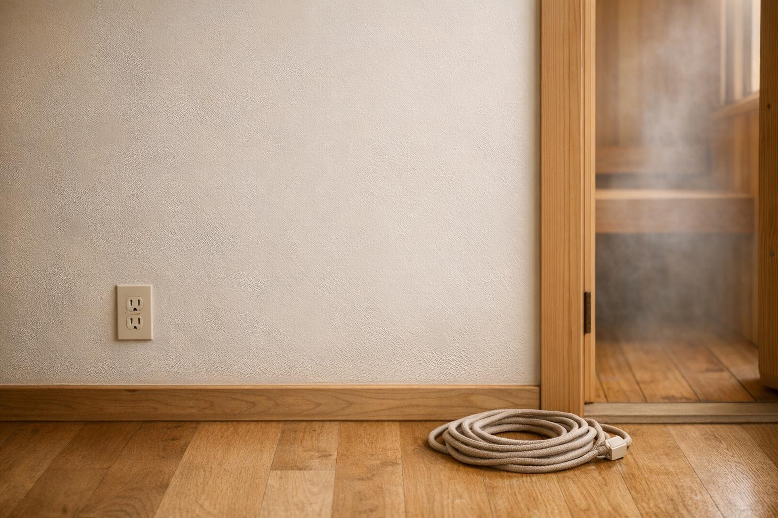 Sauna power requirements: reading 110V vs 240V on a listing AI-generated editorial illustration.